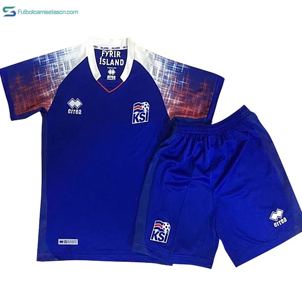 Camiseta Islandia 1ª Niños 2018 Azul